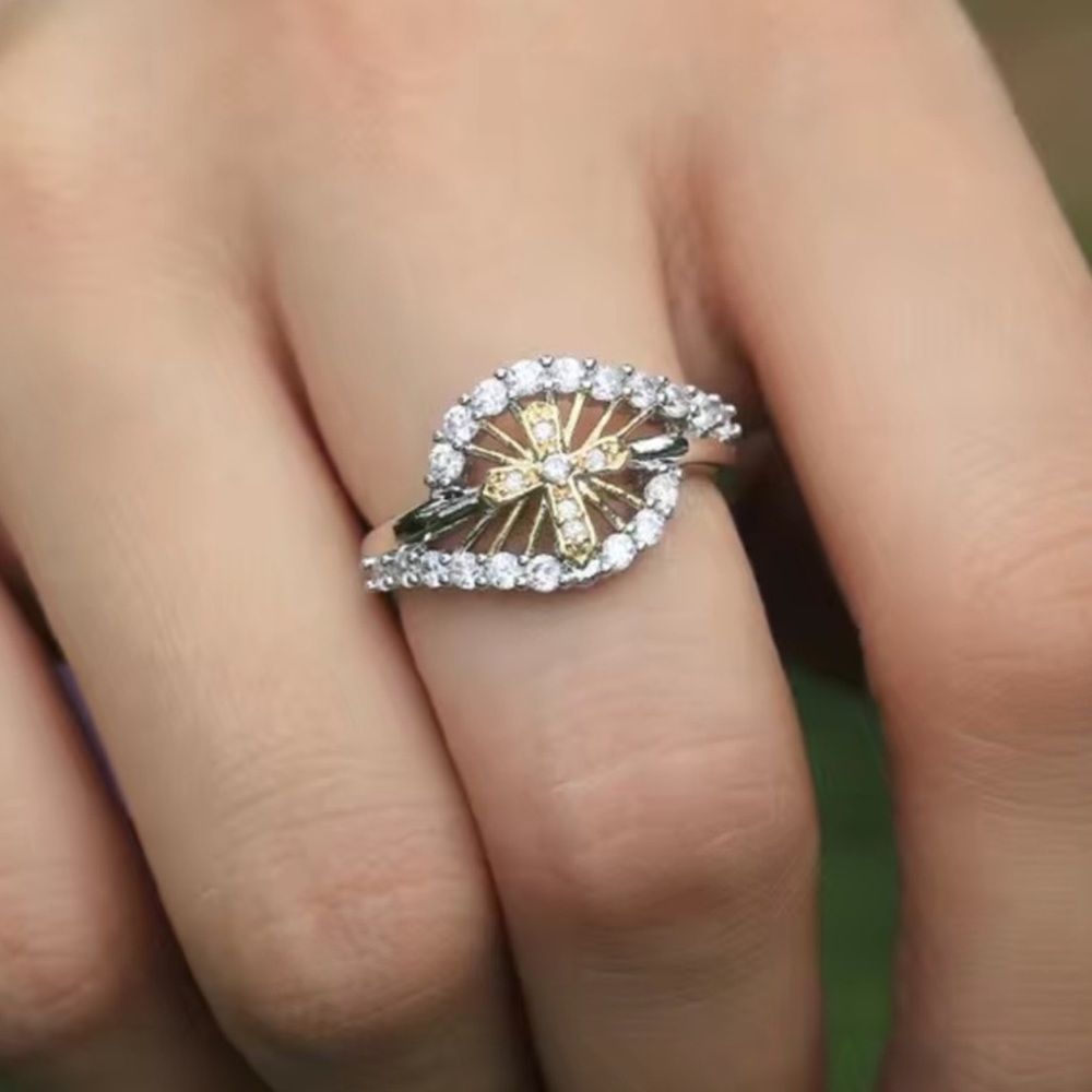 Sterling Silver Cz Diamond Cross Ring 59$